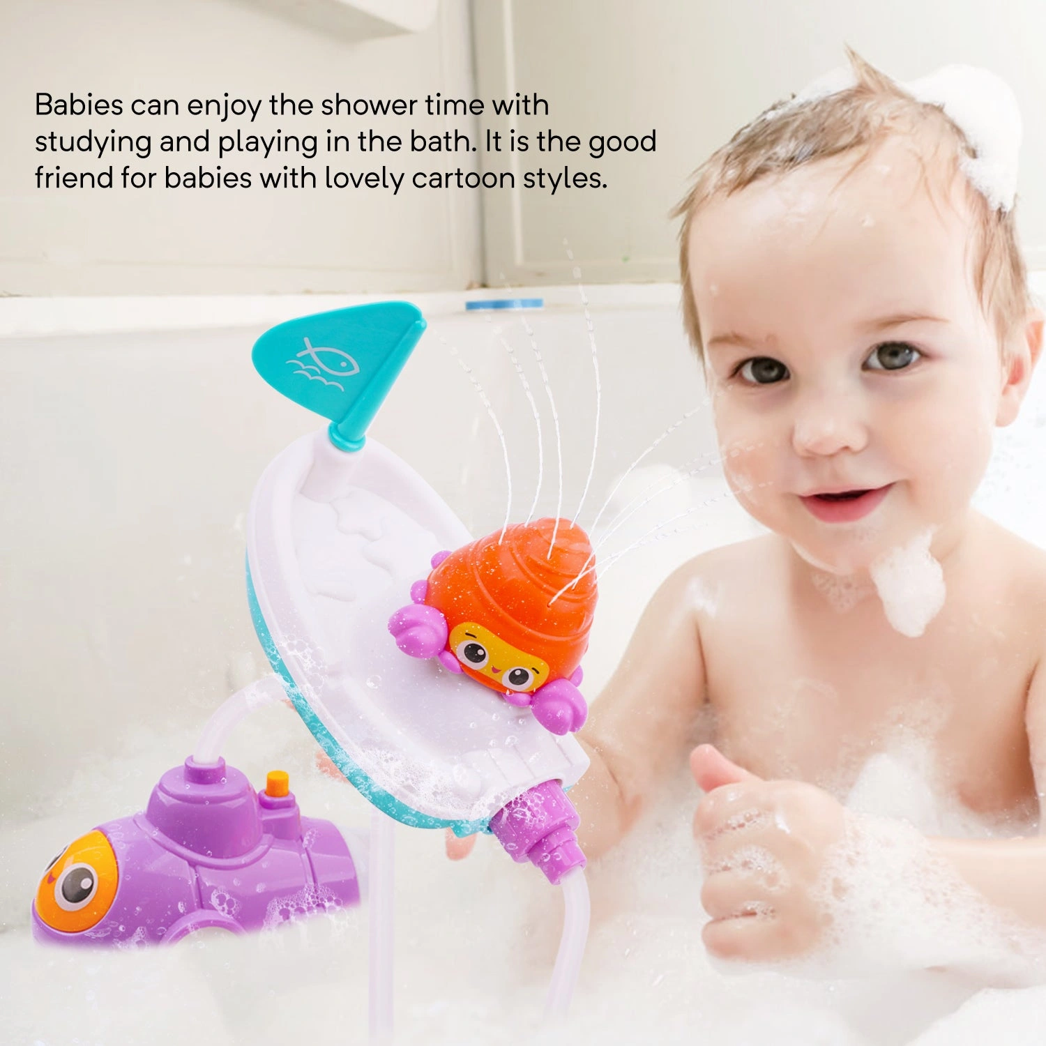 Dive into Fun GizmoVine Submarine Bath Set: Fountain, Boat, & Sprayer Action!